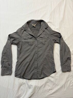 Duluth Trading Co Gray Lightweight Button-Up Shirt Jacket Utility Outdoor